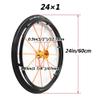 2pcs 24 Inch Sports Wheelchair Rear Wheel Replacement, 241 Inflatable Rubber Tire, Orange Aluminum Alloy Hub with Handrim view 3