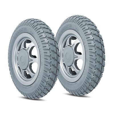 1 Pair of 14 Inch Solid Rear Wheel Replacement Parts, Electric Wheelchair Wheels Assembly, 3.00-8 Non-Inflatable Rubber Tires