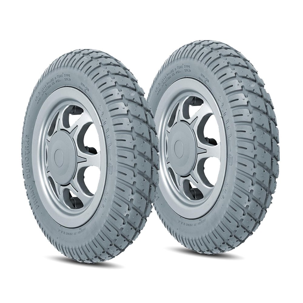 1 Pair of 14 Inch Solid Rear Wheel Replacement Parts, Electric Wheelchair Wheels Assembly, 3.00-8 Non-Inflatable Rubber Tires