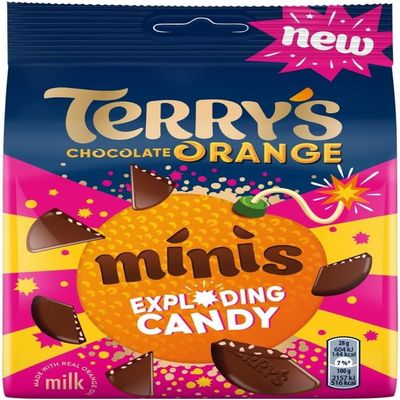 4 X Chocolate Orange Minis Exploding Candy 105g Delicious Tasty And Twisty Treat Gift Hamper For Birthday,Christmas,Easter,New Year