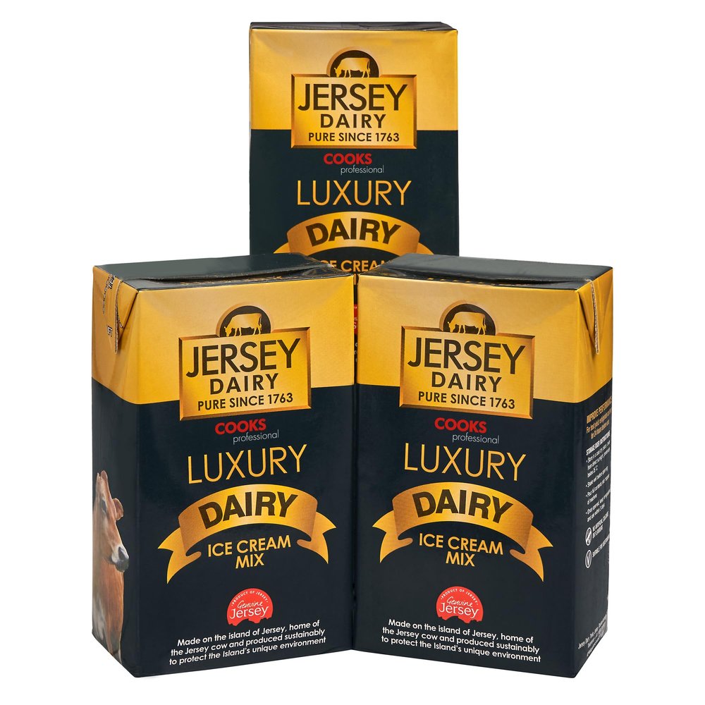 Cooks Professional Jersey Luxury Ice Cream Mix | Soft Serve Creamy Taste Icecream Mixture for Home or Commercial use | Superior Creamy Vanilla Taste | 3 x 1L