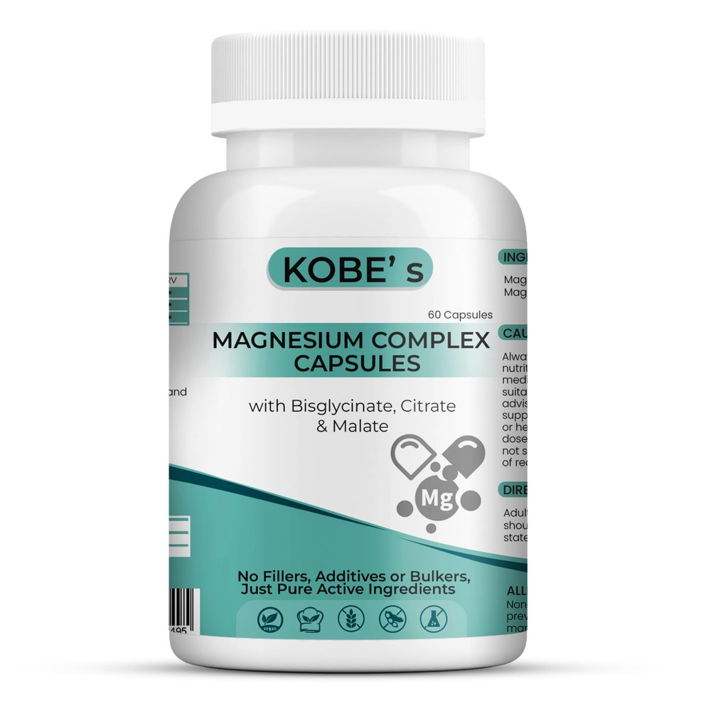 High Strength Magnesium Complex | 3in 1 Bisglycinate, Citrate & Malate | No Fillers or Additives | 60 Capsules | Made in UK
