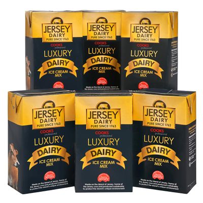 Cooks Professional Jersey Luxury Ice Cream Mix | Soft Serve Creamy Taste Icecream Mixture for Home or Commercial use | Superior Creamy Vanilla Taste | 6 x 1L
