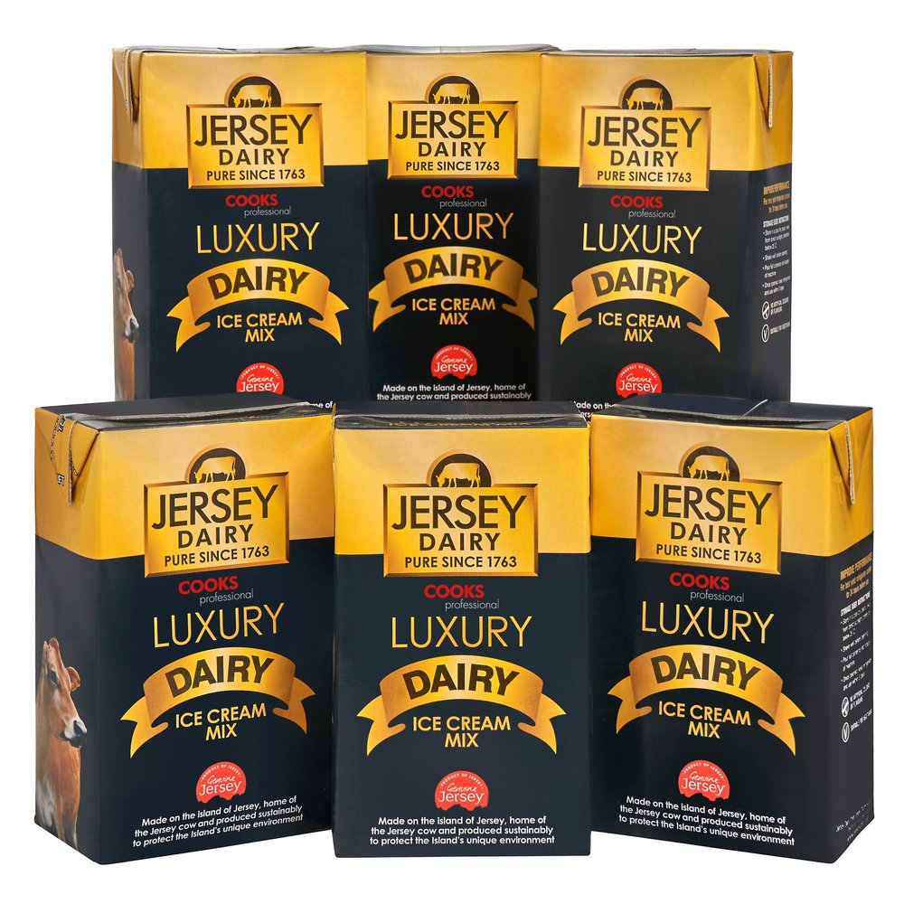 Cooks Professional Jersey Luxury Ice Cream Mix | Soft Serve Creamy Taste Icecream Mixture for Home or Commercial use | Superior Creamy Vanilla Taste | 6 x 1L