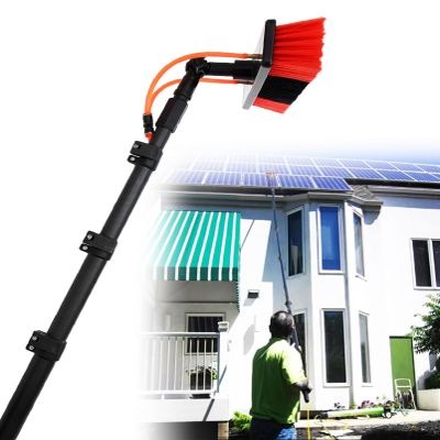 HNBYLMM Water Fed Pole Kit, 12FT~35FT Window Cleaning Poles, Water Fed Cleaning Brush, Aluminum Outdoor Window Cleaner, Extendable Pole Water Fed Brush for Window Glass/Solar Panel,7.2M/24FT