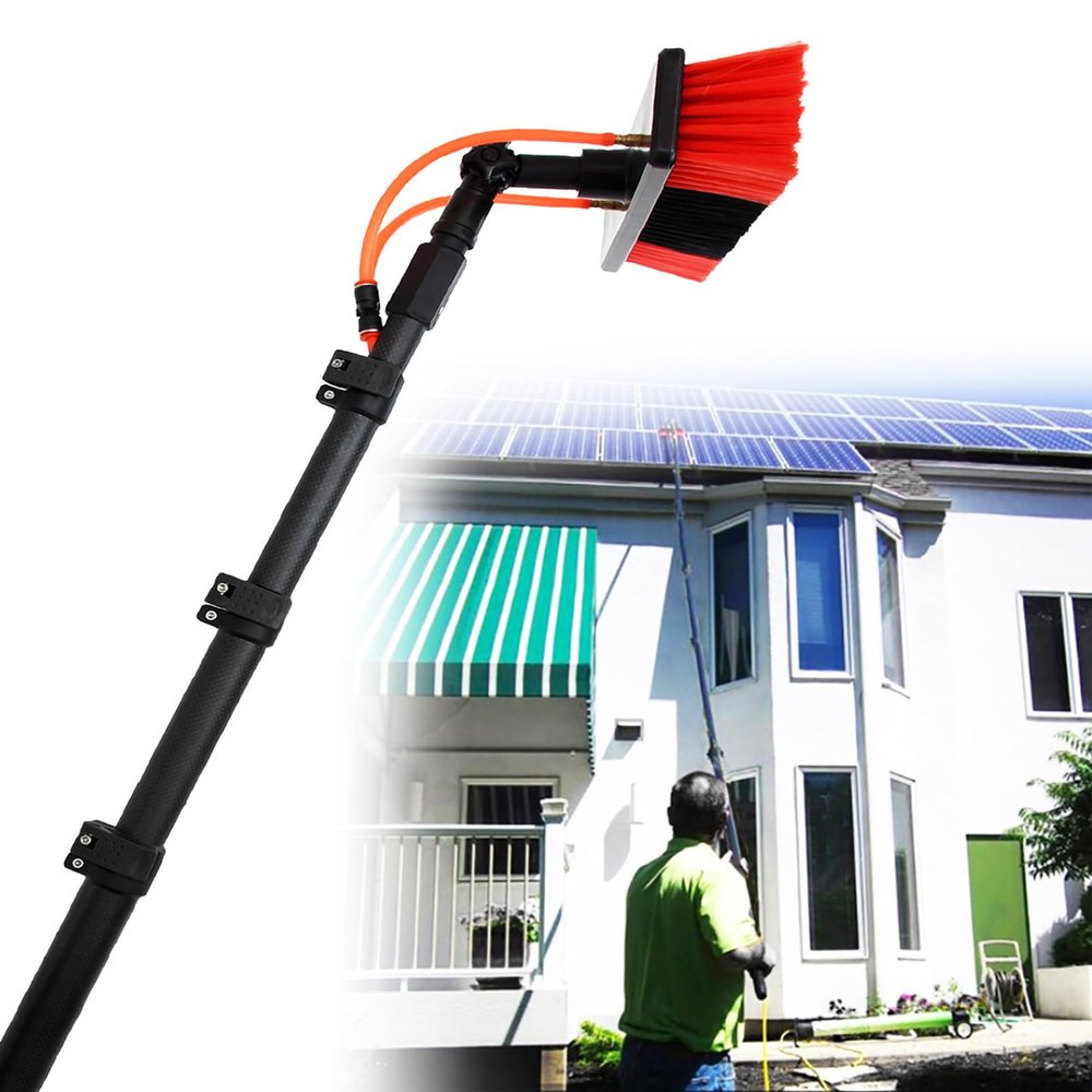 HNBYLMM Water Fed Pole Kit, 12FT~35FT Window Cleaning Poles, Water Fed Cleaning Brush, Aluminum Outdoor Window Cleaner, Extendable Pole Water Fed Brush for Window Glass/Solar Panel,7.2M/24FT