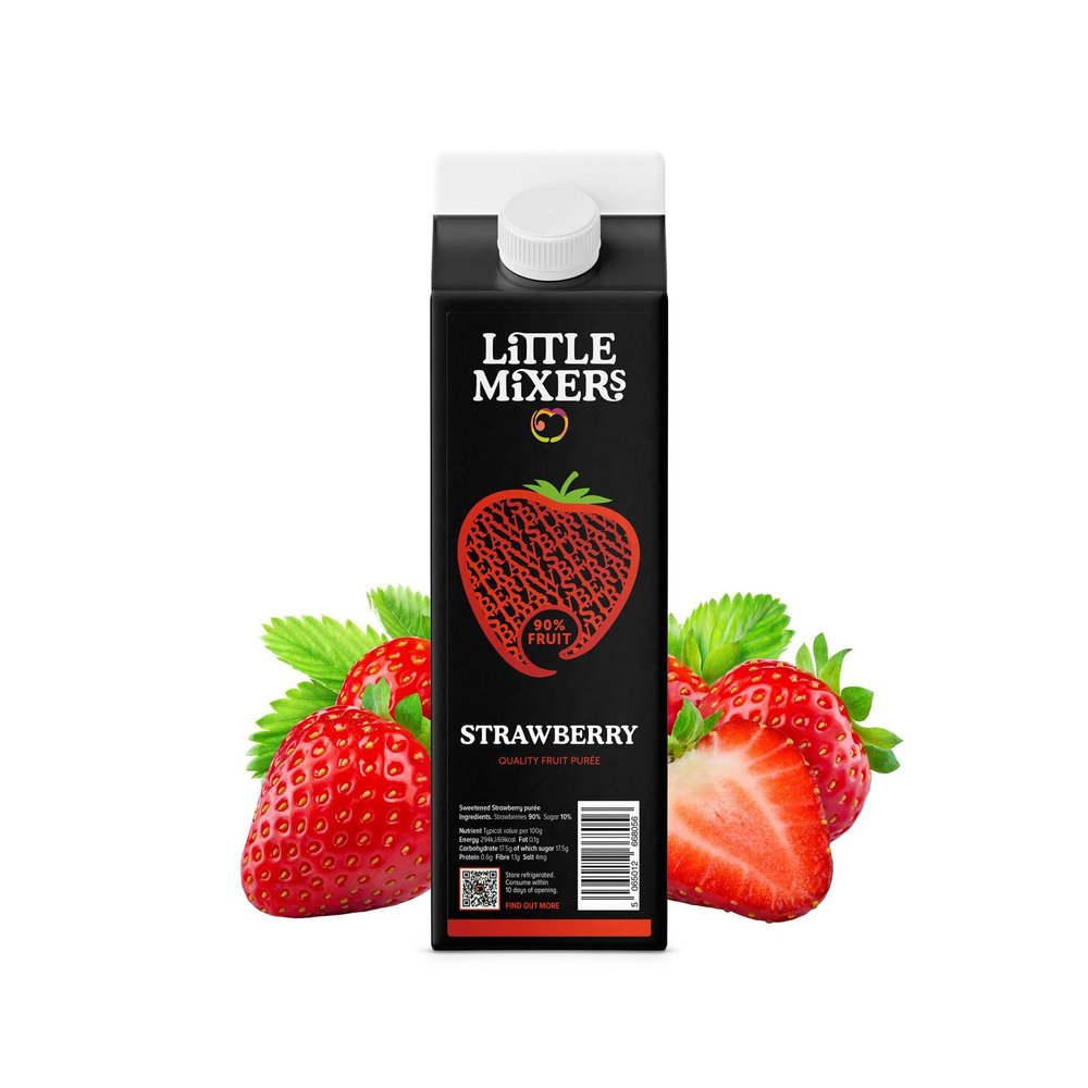 Little Mixers Strawberry Pure (1kg) | Real Fruit Pure for Cocktails, Desserts and Baking | Ready-to-Use, Rich Natural Flavour
