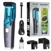 Vacuum Beard Trimmer for Men with 20 Length and Styles Adjustable, Built-in Vacuum Trimmer for Mustache, Sideburns, Facial Hair, Rechargeable Mustache TrimmerBlue view 1