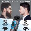 Vacuum Beard Trimmer for Men with 20 Length and Styles Adjustable, Built-in Vacuum Trimmer for Mustache, Sideburns, Facial Hair, Rechargeable Mustache TrimmerBlue view 2