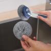 Kitchen Pot Brush ? Multifunctional Long-Handled Scrubber with Replaceable Brush Head | Steel Ball Scrubber for Non-Stick Pots and Stoves | Cleaning Brush with PET, PP, and Wood Pulp Cotton Ma view 2