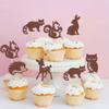 24Pcs Jungle Safari Animal Theme Cupcake Toppers Jungle Safari Animal Cupcake Toppers Dessert Muffin Cake Picks Cake Decoration for Baby Shower or Birthday Party Decoration view 2
