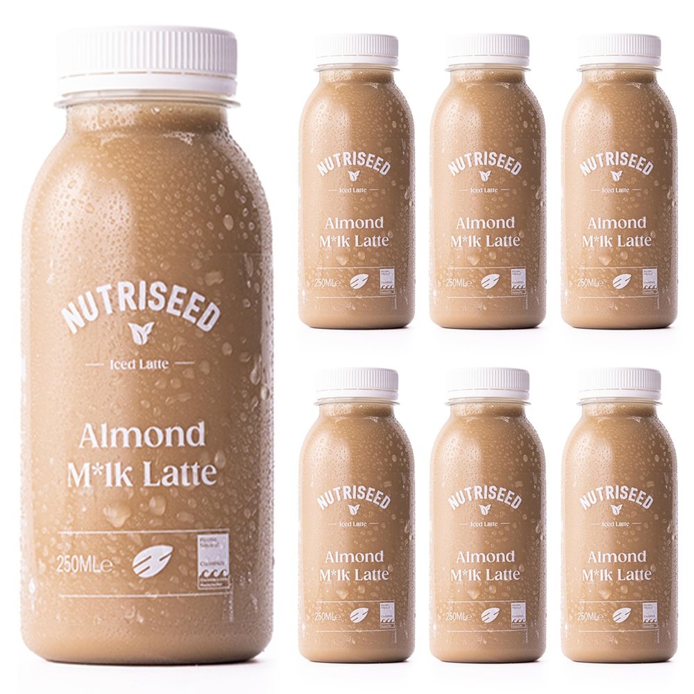 Nutriseed Almond Milk Latte (6 x 250ml) - Containing Almond Milk, Coffee and Sweet Agave Syrup, 100% Natural Ingredients, No Added Sugar, Gluten-Free & Dairy-Free