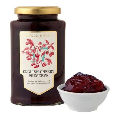 Fortnum and Mason English Cherry Preserve, 340g - Traditional Handmade Small Batch Cherry Jam - Ideal for Toast and Pairing with Meat Dishes