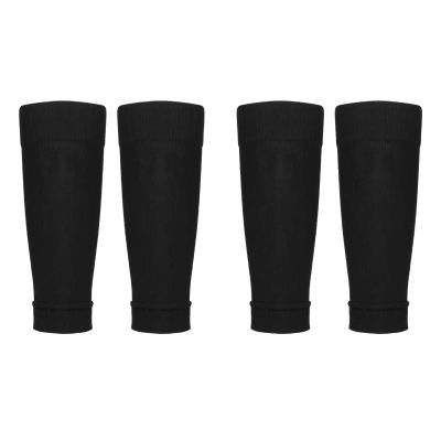 2 Pairs Shin Guard Sleeves, Nylon Shin Guard Compression Sleeves for Youth Size 38-47 Soccer Shin Pad Socks for Soccer Football Socks (Black)