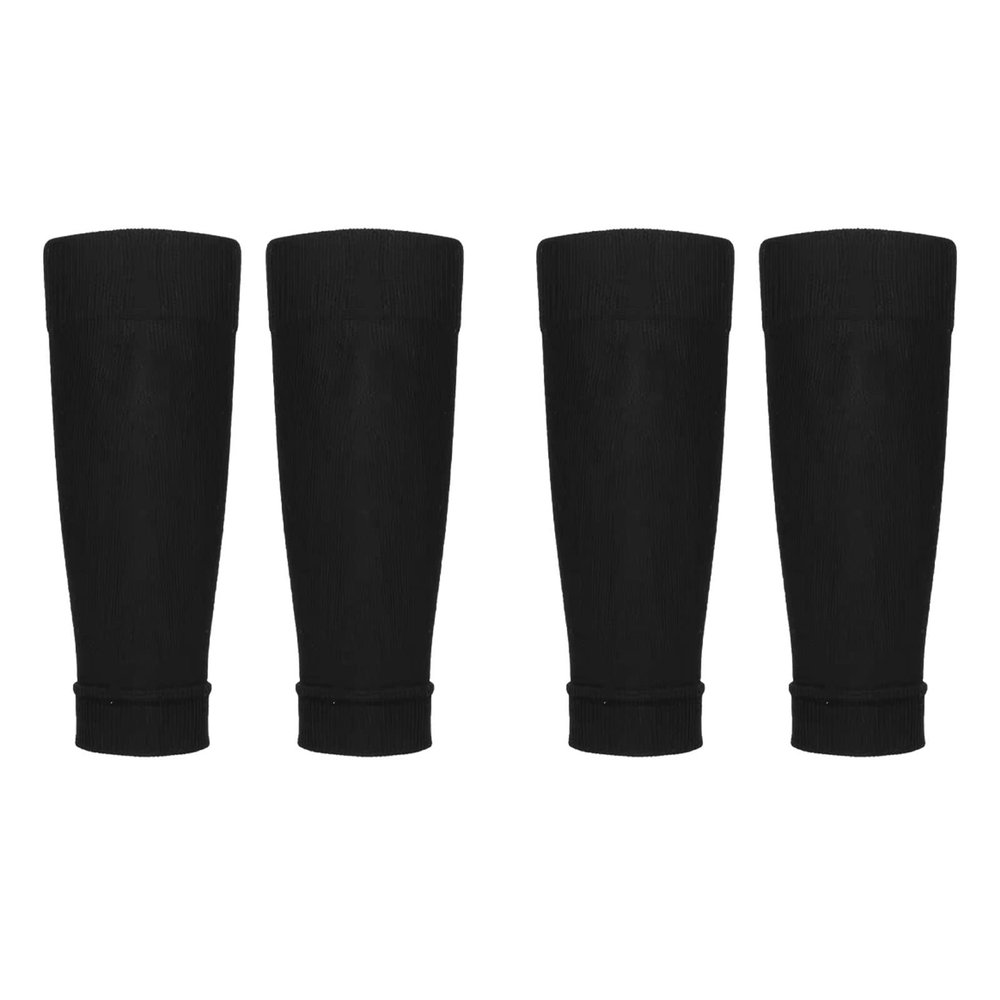 2 Pairs Shin Guard Sleeves, Nylon Shin Guard Compression Sleeves for Youth Size 38-47 Soccer Shin Pad Socks for Soccer Football Socks (Black)