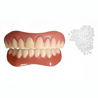 Flipped Warmth 2 Pairs False Teeth Veneers Top And Bottom Instant Veneers Fake Teeth Cosmetic Teeth Whitening Temporary Prosthesis Teeth Comfortable Flex Veneers Teeth for Men And Women