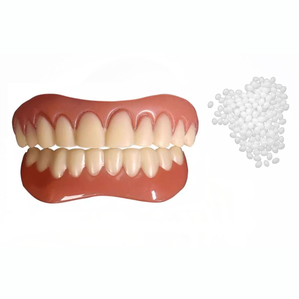 Flipped Warmth 2 Pairs False Teeth Veneers Top And Bottom Instant Veneers Fake Teeth Cosmetic Teeth Whitening Temporary Prosthesis Teeth Comfortable Flex Veneers Teeth for Men And Women