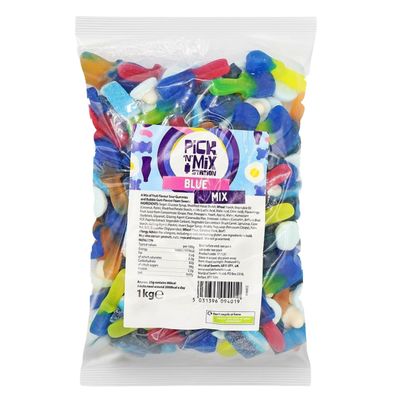 Bonds of London Pick 'n' Mix Station Blue Mix, Large Retro Chewy Sweets, 1 kg (Pack of 1)