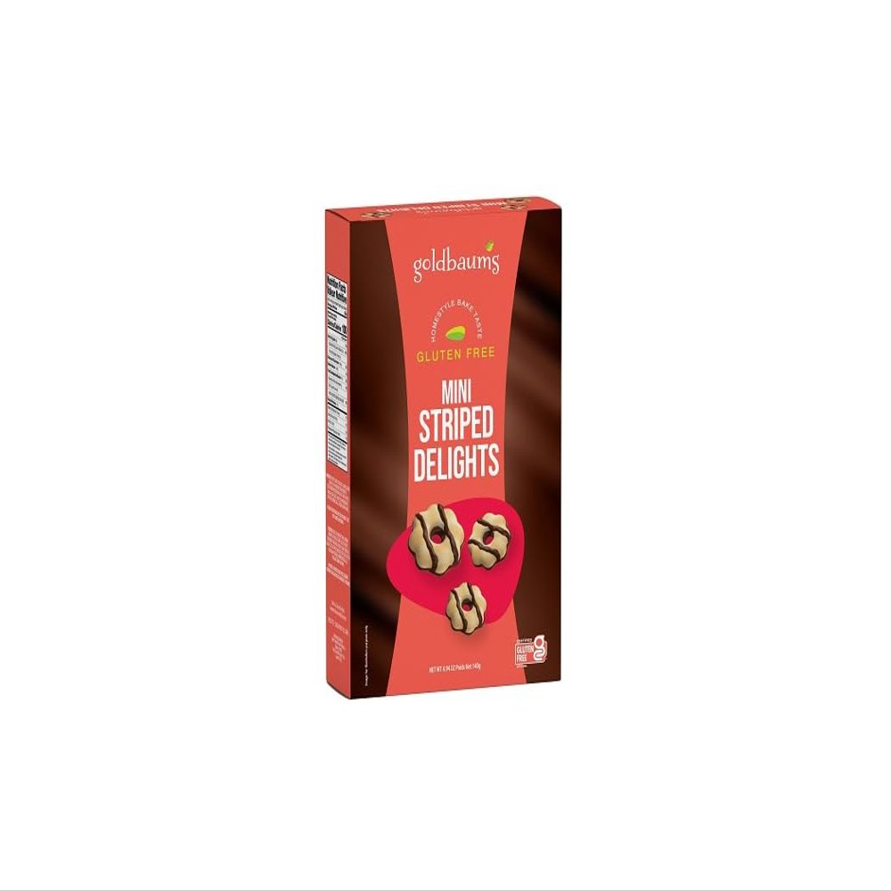 GOLDBAUMS GLUTEN FREE MINI CHOC STRIPED DELIGHTS COOKIES IN BOX [6 x 140 gr]