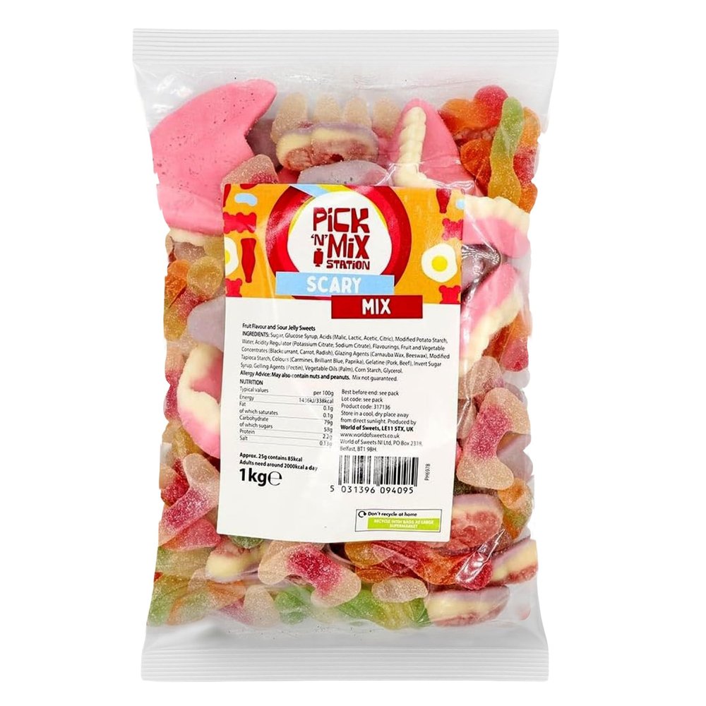 Bonds of London Pick 'n' Mix Station Scary Mix, Large Retro Chewy Sweets, 1 kg (Pack of 1)