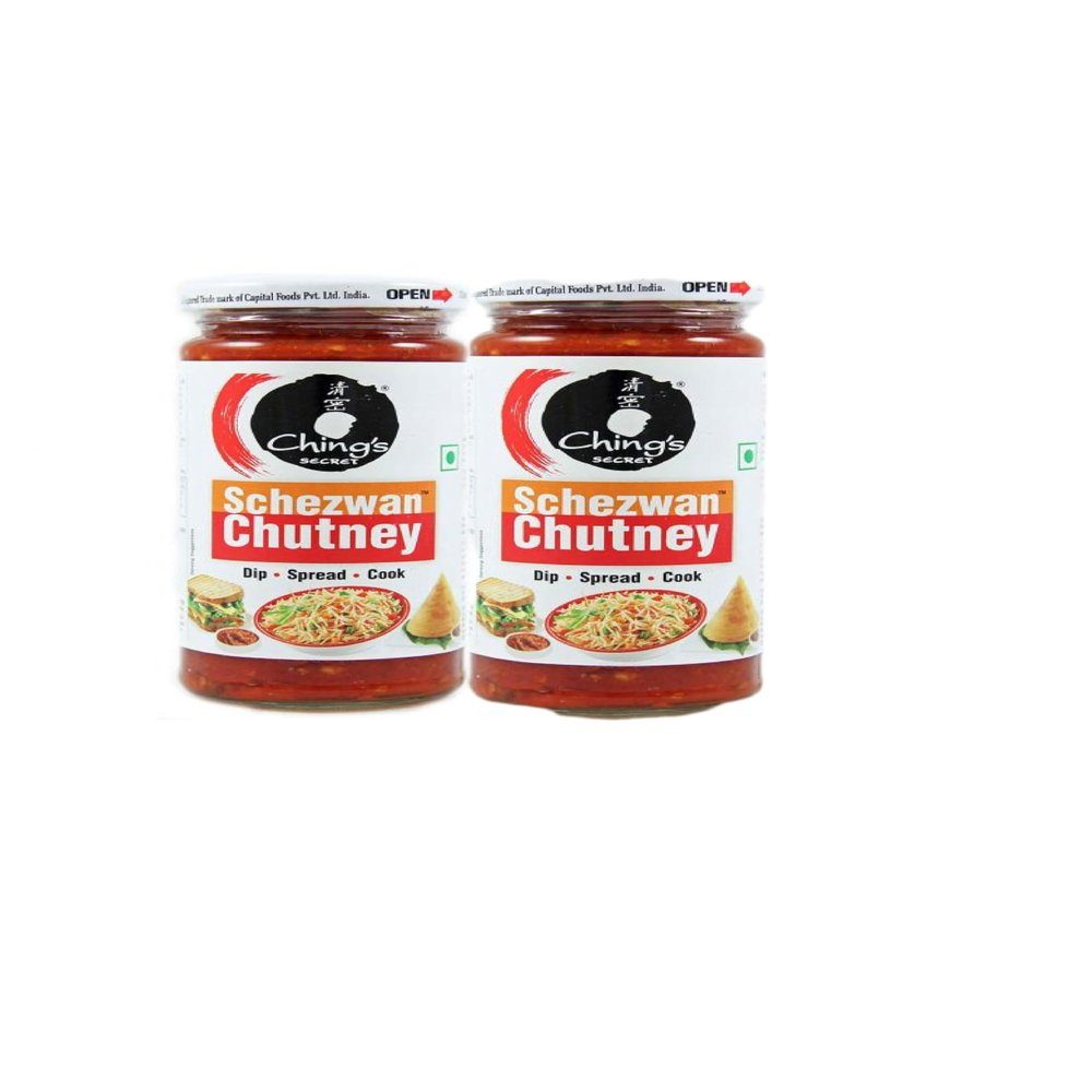 Ching's Schezwan Chutney - 250g (Pack of 2) | Spicy and Tangy Sauce for Cooking & Dipping | No Artificial Colors or Flavors | Chinese Cooking Sauce