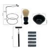 Eson Shaving Brush Set with Beard Brush, Mens Razors for Shaving, Premium Shaving Brush Set, Stainless Steel Stand, Bowl & Brush Holder, Ideal Shaving Kit for Men (Black 4 in 1) view 3