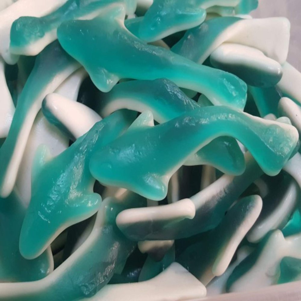 Gummy Sharks Sweets | Blue White Sea Party Treat | Fruity Fun | HALAL (2kg)