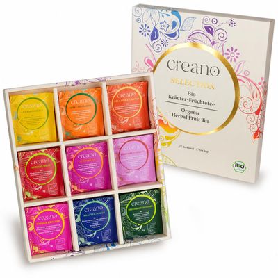 Creano Organic Fruit Tea Herbal Tea Gift Set 27 Organic Tea Bags in 9 Dreamy Varieties 54 g