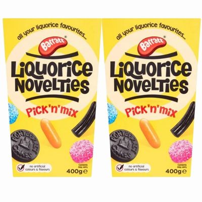 Barratt Liquorice Novelties Pick n Mix Carton, 400g x 2, No Artificial Colours & Flavours, with Welari Thank You Card | (2pack)