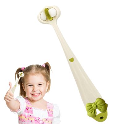 Three Bristle Toothbrush Kids,Bowtie Design Boys Girls Toothbrush | High Efficient Easy-Grip Handle Toothbrush for Ages 1-4 Years, Deeply and Thoroughly to Clean Teeth and Gums