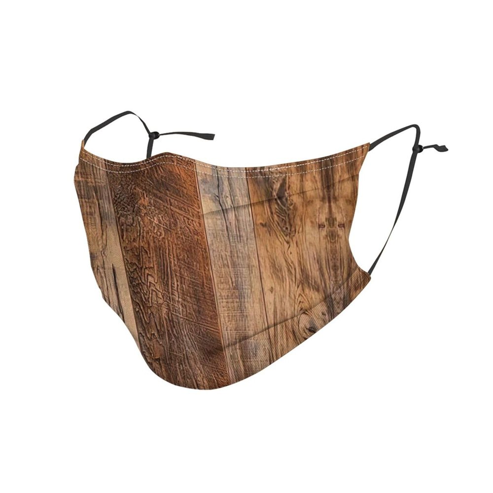 Brown Wooden Adult Dust Mask Cover - Breathable, Adjustable for Outdoor, Camping, Running, Traveling, Work, and Daily Use