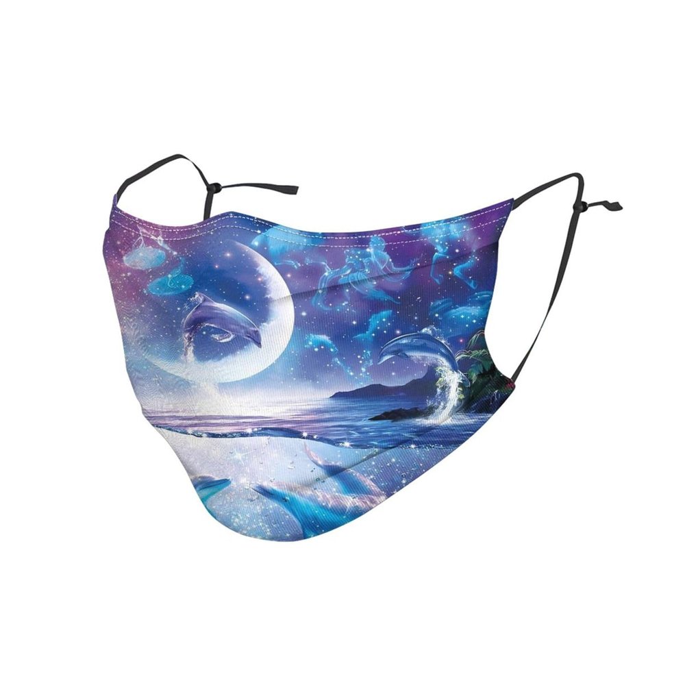 Colorful Starry Sky Ocean Dolphin Adult Dust Mask Cover - Breathable, Adjustable for Outdoor, Camping, Running, Traveling, Work, and Daily Use