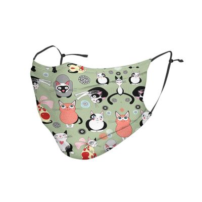 Lovely Cartoon Cats Adult Dust Mask Cover - Breathable, Adjustable for Outdoor, Camping, Running, Traveling, Work, and Daily Use