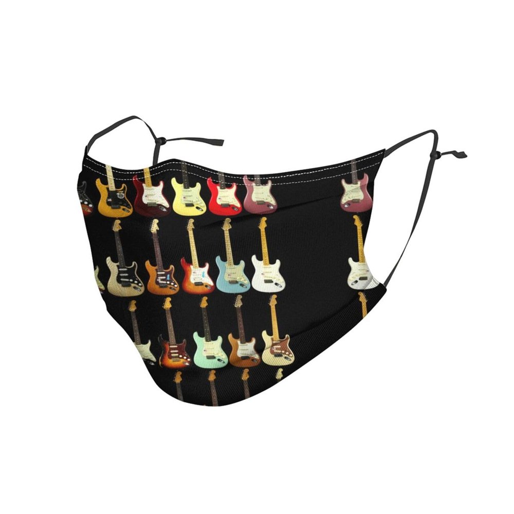 Art Guitar Pattern Adult Dust Mask Cover - Breathable, Adjustable for Outdoor, Camping, Running, Traveling, Work, and Daily Use