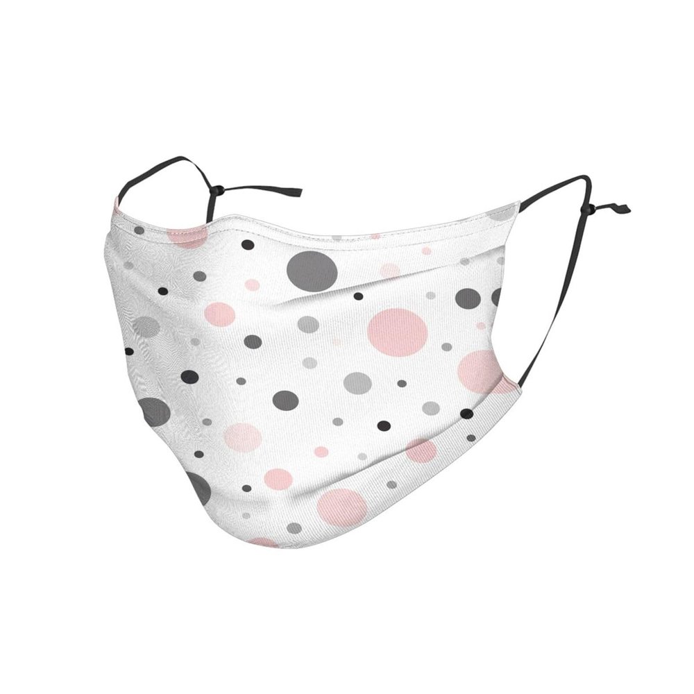 Pink Gray White Modern Polka Dot Pattern Adult Dust Mask Cover - Breathable, Adjustable for Outdoor, Camping, Running, Traveling, Work, and Daily Use