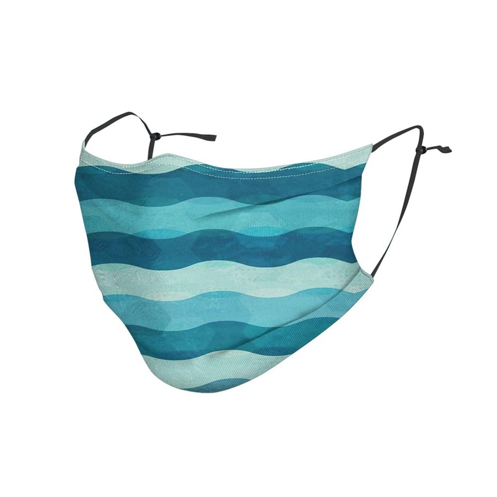 Blue Wave Stripe Adult Dust Mask Cover - Breathable, Adjustable for Outdoor, Camping, Running, Traveling, Work, and Daily Use