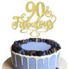 1 Pack 90 & Fabulous Cake Topper Assembled Glitter Ninety and Fabluous 90th Birthday Cake Pick for Cheers to 90 Years Old 90th Birthday Cake Decoration Theme Party Supplies Gold view 1
