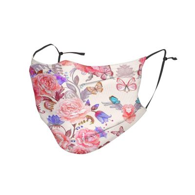 Flower Rose Butterfly Adult Dust Mask Cover - Breathable, Adjustable for Outdoor, Camping, Running, Traveling, Work, and Daily Use