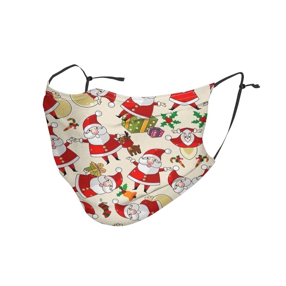 Christmas Cartoon Santa Claus Adult Dust Mask Cover - Breathable, Adjustable for Outdoor, Camping, Running, Traveling, Work, and Daily Use