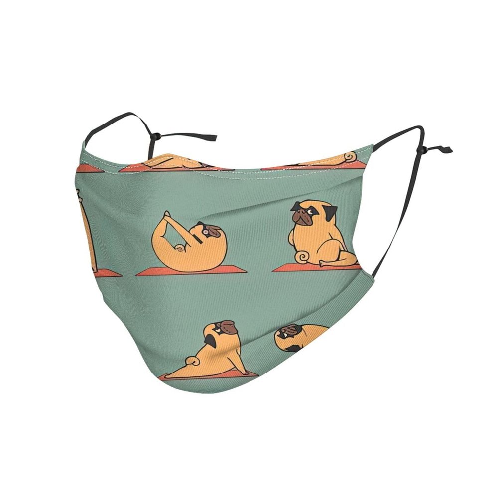 Yoga pug Adult Dust Mask Cover - Breathable, Adjustable for Outdoor, Camping, Running, Traveling, Work, and Daily Use