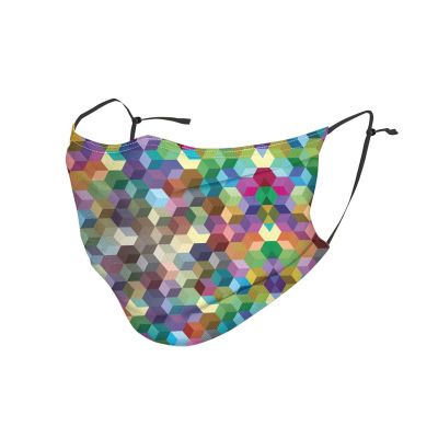 Abstract Color Cubes Purple Adult Dust Mask Cover - Breathable, Adjustable for Outdoor, Camping, Running, Traveling, Work, and Daily Use