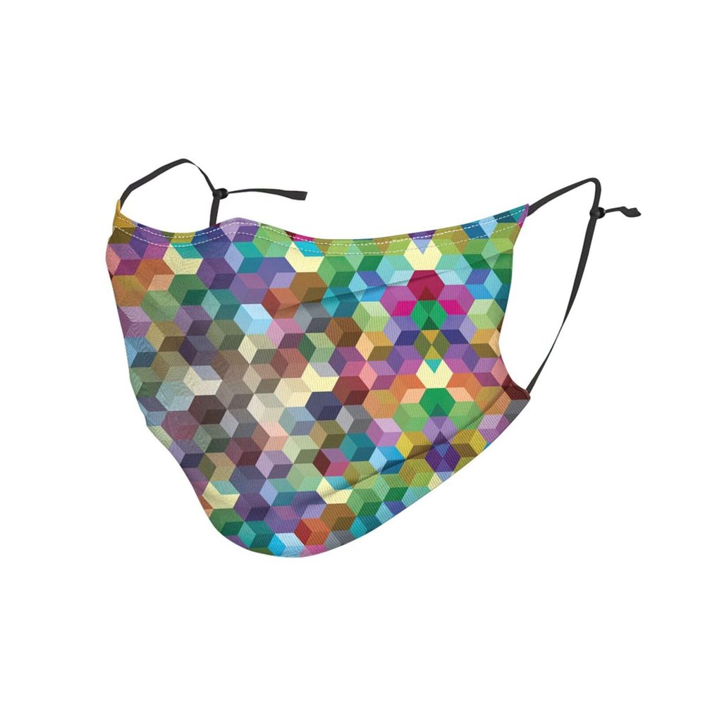 Abstract Color Cubes Purple Adult Dust Mask Cover - Breathable, Adjustable for Outdoor, Camping, Running, Traveling, Work, and Daily Use