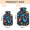 1L Large Classic Hot Water Bottle with Cover, Colorful Dinosaurs Durable Hot Water Bag for Hot and Cold Therapy, Tummy Cramps Neck and Shoulder Waist Pain Relief view 2