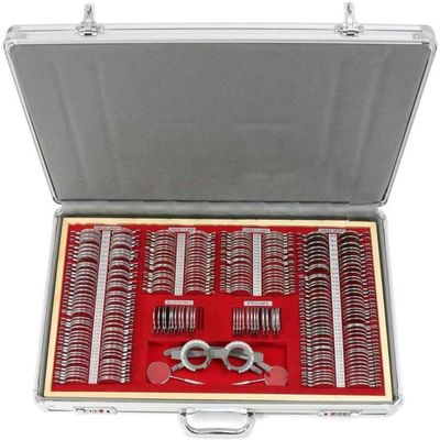 GTANND Optical Trial Lens Kit, Professional Precise Optical Lens Optometry Kit, Metal Rim Optometry Eye Test Trial Frame, High Precision Lens Optometry Kit With Aluminium Case,266Pcs