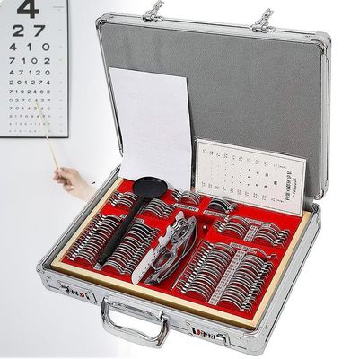 GTANND Eye Optometry Lens Kit, 104/266 Pcs/Set Optical Trial Lens Kit, With Trial Frame Eye Protection Accessories, Ophthalmic Trial Case Lenses, Aluminum Suitcase,104Pcs