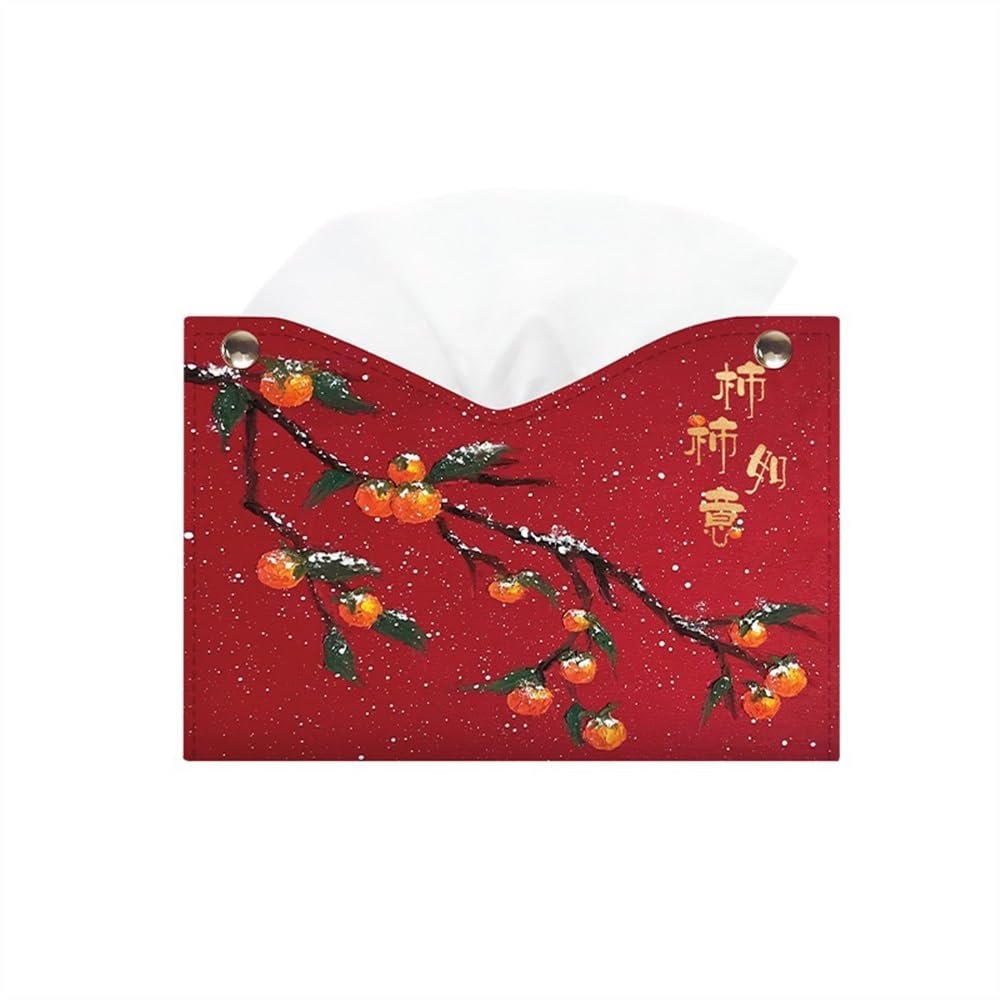DFHS46JK Tissue Box Cover Chinese Style Tissue Box Cover PU Leather Facial Tissue Dispenser Box Holder for Dresser Bathroom Decor In Living Room