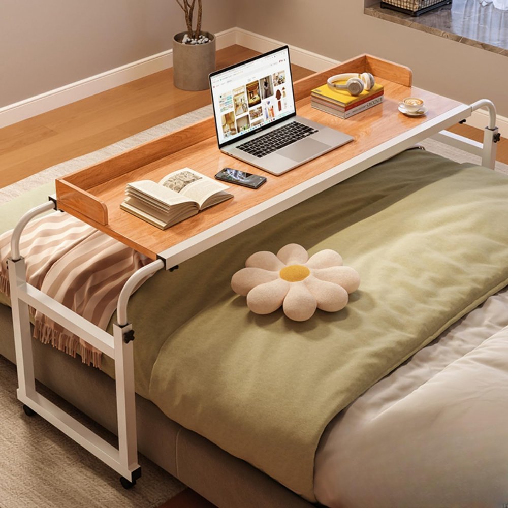 Mobile Overbed Table with Wheels for Bed Desk and Computer Use