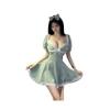 cxbyjyg Sexy underwear cute halter pajamas Princess waist waist pearl uniform Lolita uniform set Green view 1