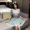 cxbyjyg Sexy underwear cute halter pajamas Princess waist waist pearl uniform Lolita uniform set Green view 2