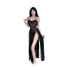 cxbyjyg Sexy underwear lace strapless see-through seductive pajamas sexy slit long dress halter lace uniform set Black view 1